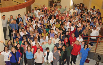 employees waving
